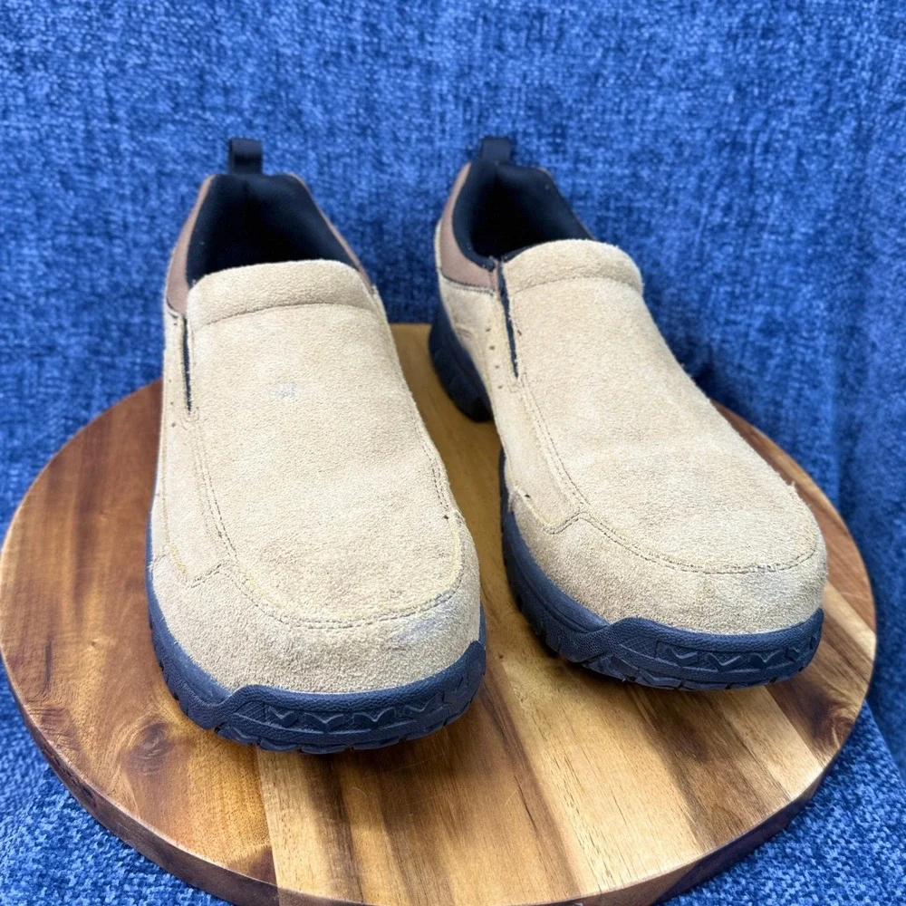 Brazos Steel Toe Work Shoes Mens 13EE Tan Suede Leather Slip On 170843